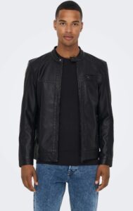 ONLY & SONS – Giubbini Uomo Leather Look Jacket Nero