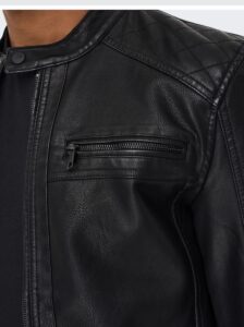 ONLY & SONS – Giubbini Uomo Leather Look Jacket Nero