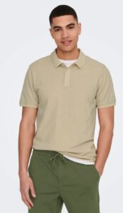 ONLY& SONS – Polo Slim Fit Paricollo Beige Moonstruck