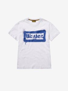 BLAUER – T-Shirt Kids Stampa Graffiti Bianco