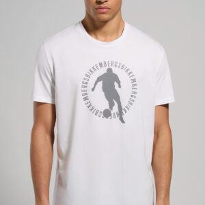 BIKKEMBERGS – T-Shirt Uomo in Jersey Fiammato Bianco