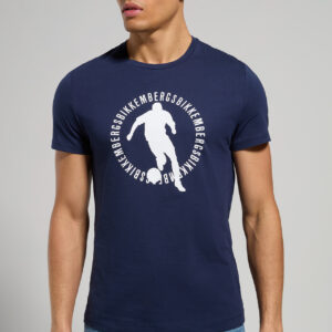 BIKKEMBERGS – T-Shirt Uomo in Jersey Fiammato Blu