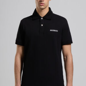 BIKKEMBERGS – Polo Uomo in Piquet Stretch Nero