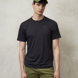 BLAUER – T-Shirt Uomo Tecnica con Scudo Nero