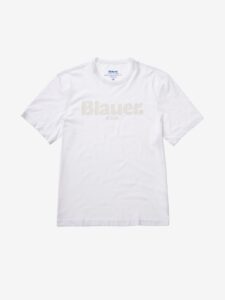 BLAUER – T-Shirt Uomo Scritta Blauer in Tono Bianco
