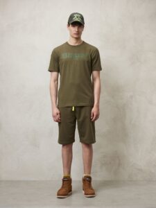 BLAUER – T-Shirt Uomo Scritta Blauer in Tono Verde Siepe