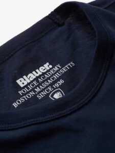 BLAUER – T-Shirt Uomo Scritta Blauer in Tono Blu Solidate