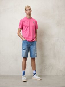 BLAUER – T-Shirt Uomo Scudo Blauer a Colori Limonata Rosa