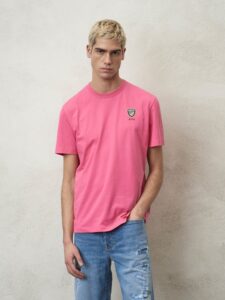 BLAUER – T-Shirt Uomo Scudo Blauer a Colori Limonata Rosa