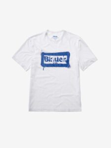 BLAUER – T-Shirt Uomo Stampa Graffiti Bianco