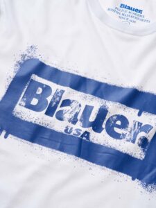 BLAUER – T-Shirt Uomo Stampa Graffiti Bianco