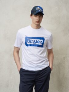 BLAUER – T-Shirt Uomo Stampa Graffiti Bianco