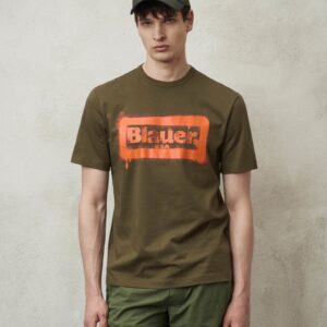 BLAUER – T-Shirt Uomo Stampa Graffiti Verde