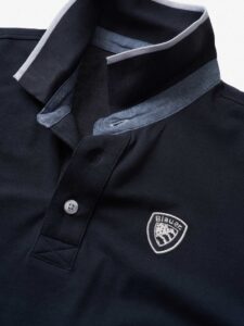 BLAUER – Polo Uomo con Inserti in Chambray Blu Sodalite