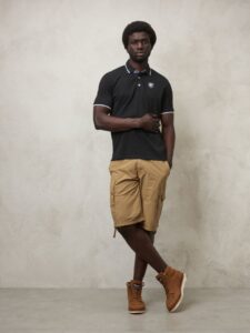BLAUER – Polo Uomo con Inserti in Chambray Nero