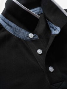 BLAUER – Polo Uomo con Inserti in Chambray Nero