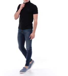 ARMANI EXCHANGE – Polo Uomo con Stampa Logo Tono su Tono Nero