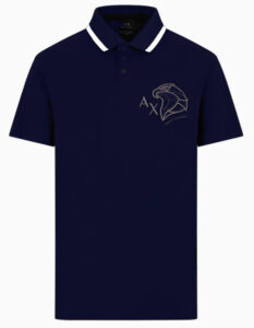 ARMANI EXCHANGE – Polo Uomo in Cotone Revers Tinta Unita Blu