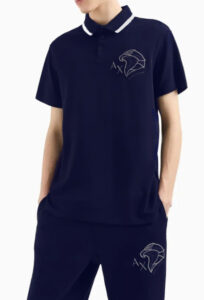 ARMANI EXCHANGE – Polo Uomo in Cotone Revers Tinta Unita Blu
