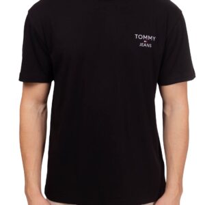 TOMMY HILFIGHER – T-Shirt Uomo Signature con Logo Ricamato Nero