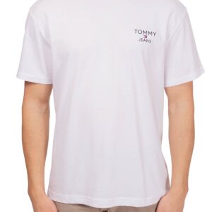 TOMMY HILFIGHER – T-Shirt Uomo Signature con Logo Ricamato Bianco