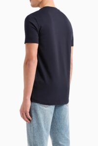 ARMANI EXCHANGE – T-Shirt Uomo Cotone e Logo Mini Tono su Tono Blu Navy