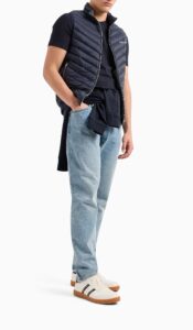 ARMANI EXCHANGE – T-Shirt Uomo Cotone e Logo Mini Tono su Tono Blu Navy