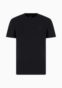 ARMANI EXCHANGE – T-Shirt Uomo Cotone e Logo Mini Tono su Tono Blu Navy