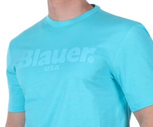 BLAUER – T-Shirt Uomo Scritta Blauer in Tono Turchese