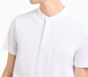 ARMANI EXCHANGE – Polo Uomo con Collo Coreano Bianco