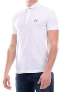 ARMANI EXCHANGE – Polo Uomo con Stampa Logo Tono su Tono Bianco