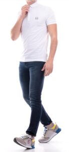 ARMANI EXCHANGE – Polo Uomo con Stampa Logo Tono su Tono Bianco