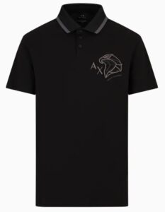 ARMANI EXCHANGE – Polo Uomo in Cotone Revers Tinta Unita Nero