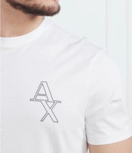 ARMANI EXCHANGE – T-Shirt Uomo Cotone e Logo Codice Morse Bianco