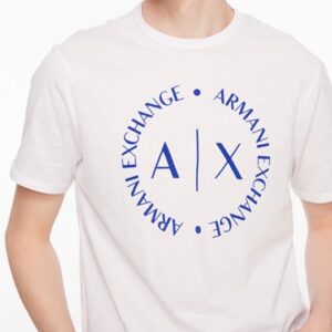 ARMANI EXCHANGE – T-Shirt Uomo Regular Fit in Jersey Bianco/Nuovo Ultramarino
