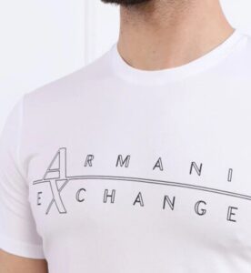 ARMANI EXCHANGE – T-Shirt Uomo Stampa con Scritta Logo nella Parte Frontale Bianco