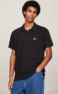 TOMMY HILFIGHER – Polo Uomo Regular Fit con Distintivo Nero