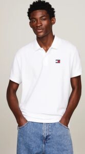 TOMMY HILFIGHER – Polo Uomo Regular Fit con Distintivo Bianco