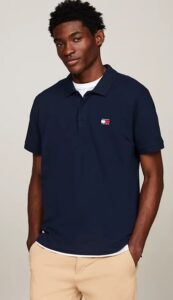 TOMMY HILFIGHER – Polo Uomo Regular Fit con Distintivo Blu Scuro Navy