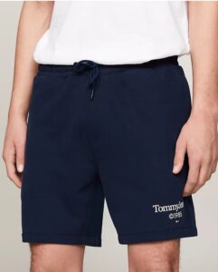 TOMMY HILFIGER – Pantaloncini Sportivi Uomo Relaxed Fit con Logo Grafico Blu Scuro