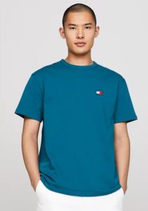 TOMMY HILFIGHER – T-Shirt Uomo con Distintivo Verde Acqua