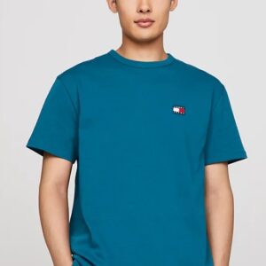 TOMMY HILFIGHER – T-Shirt Uomo con Distintivo Verde Acqua