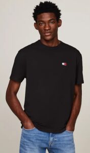 TOMMY HILFIGHER – T-Shirt Uomo con Distintivo Nero