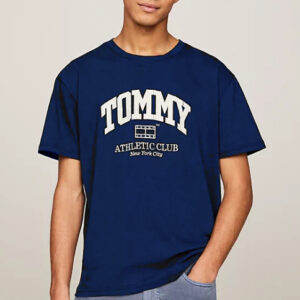 TOMMY HILFIGHER – T-Shirt Uomo Varsity con Logo Blu Navy