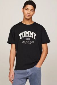 TOMMY HILFIGHER – T-Shirt Uomo Varsity con Logo Nero