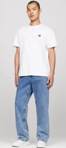 TOMMY HILFIGHER – T-Shirt Uomo con Distintivo Bianco