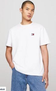TOMMY HILFIGHER – T-Shirt Uomo con Distintivo Bianco