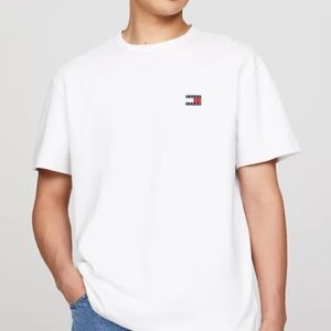 TOMMY HILFIGHER – T-Shirt Uomo con Distintivo Bianco