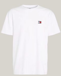TOMMY HILFIGHER – T-Shirt Uomo con Distintivo Bianco