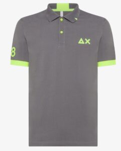 SUN68 – Polo Uomo Logo Fluo S/S Inchiostro Grigio
